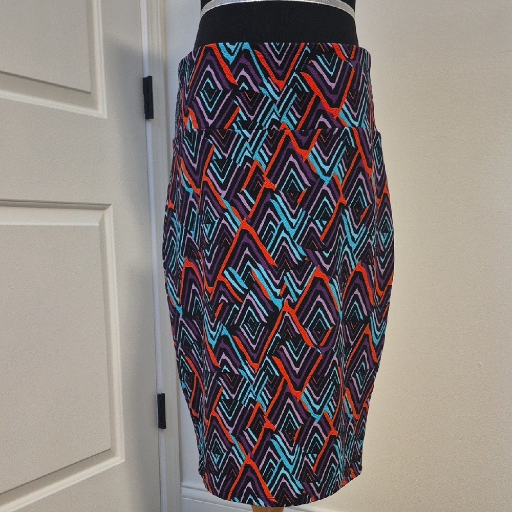 Geometric Patterned Lularoe Cassie Skirt - Multicolor